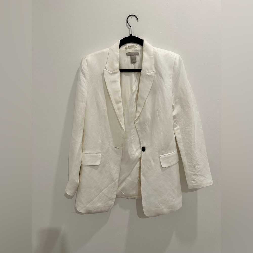 Zara White linen blazer